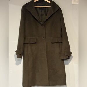 Talbots Olive Green Wool-Blend Long Coat size 16